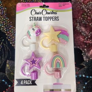 Cha Charms Straw Toppers 4 Pack - Multicolor